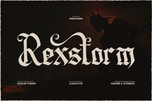 Rexstorm Font for Web Design: A Bold Blackletter Typeface